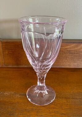 Noritake Sweet Swirl Pink Stemmed Wine / Water Glass / Gablet 7.5"